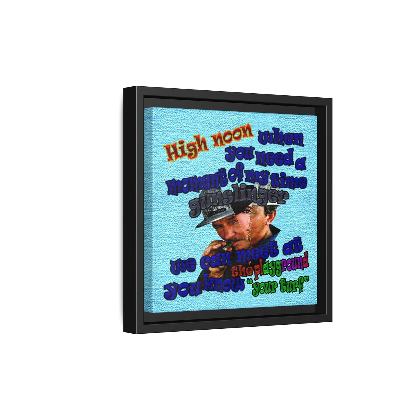 high noon - framed canvas art (faded blue)