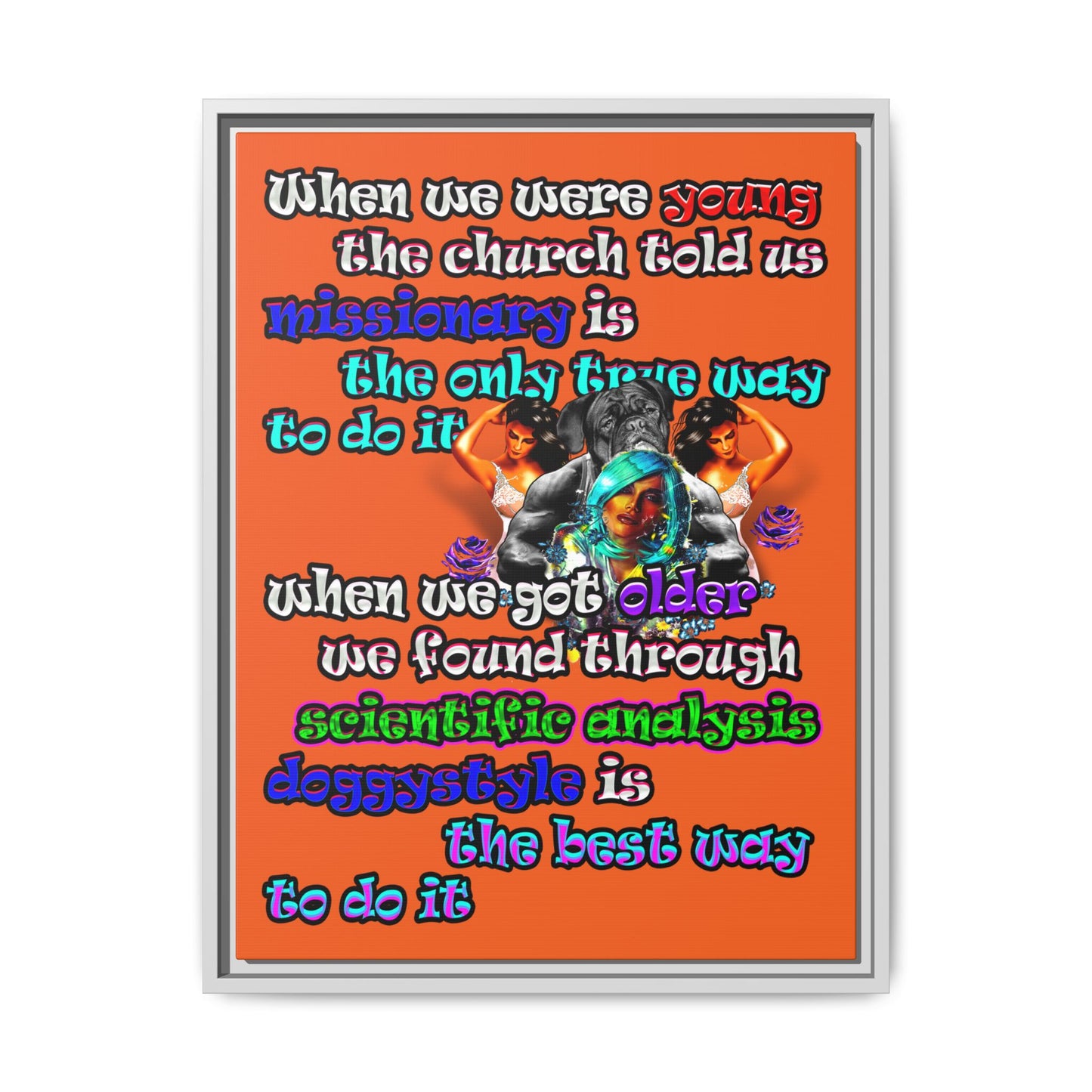 doggystyle - framed canvas art (orange)