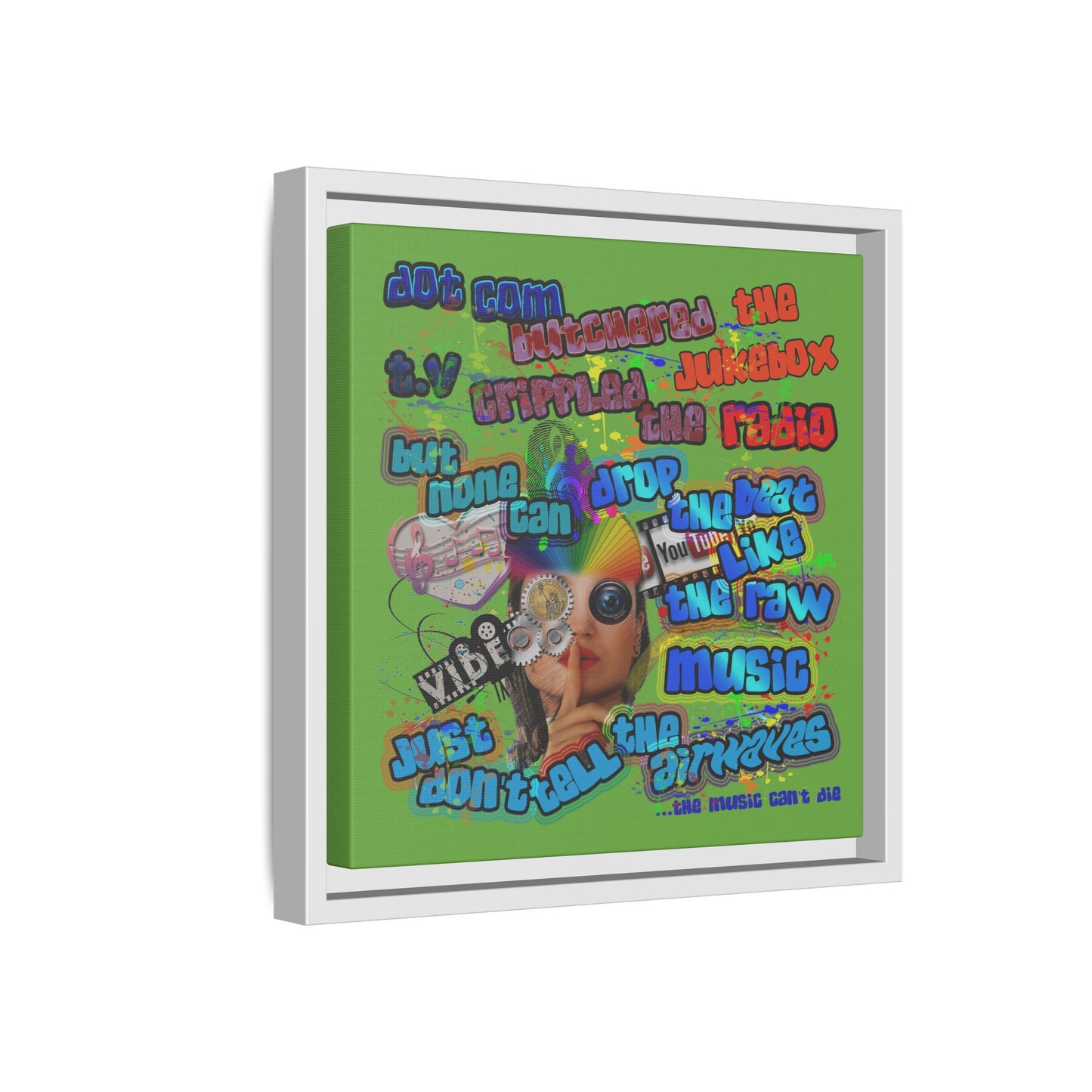 drop the beat - framed canvas art (green)