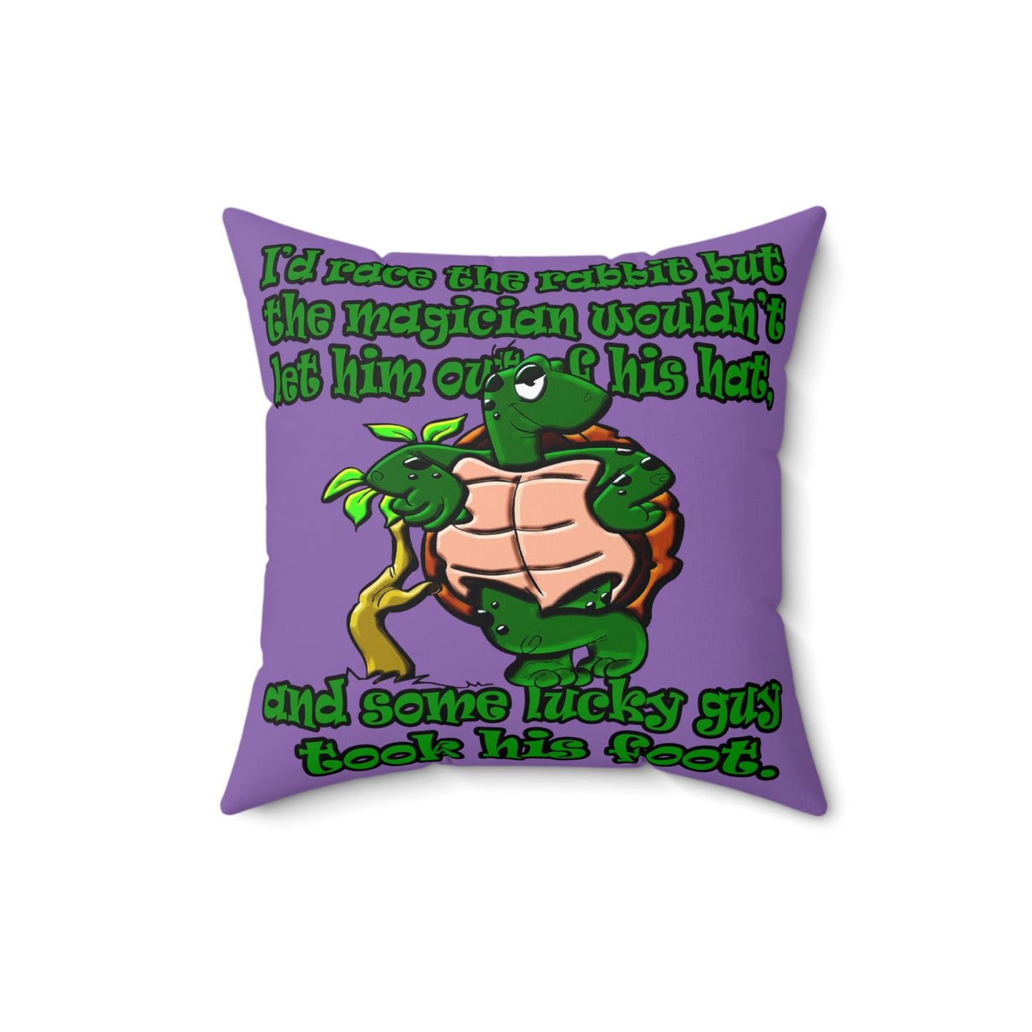 turtle race - Spun Polyester Square Pillow - (light purple)