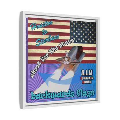shoot for the stars - framed canvas art (light blue-purple wave)