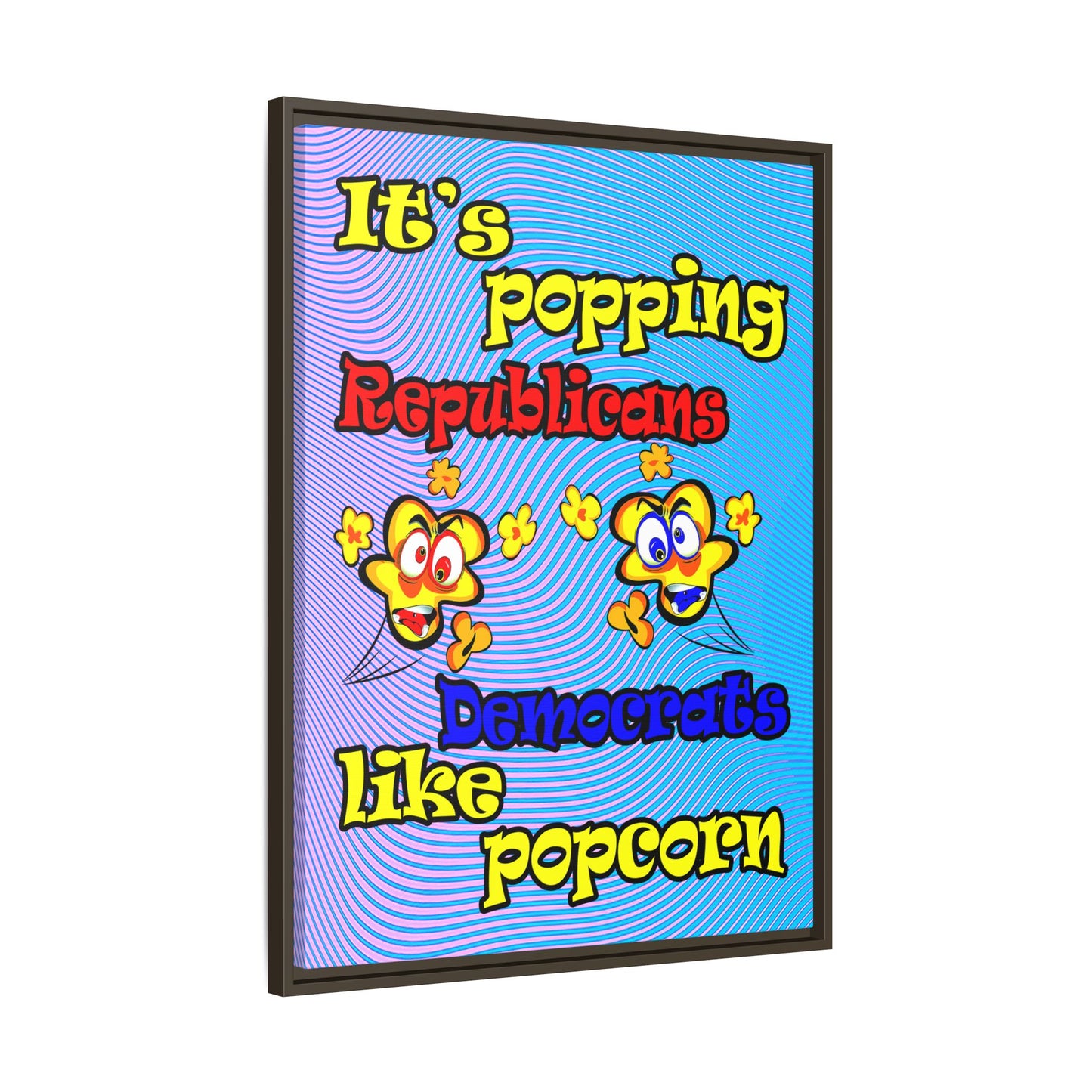popping like popcorn - framed canvas art (light blue-purple wave)
