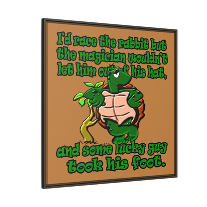 turtle race - framed canvas art (light brown)