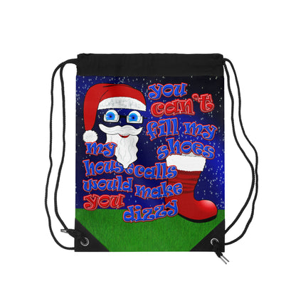 santa's shoes - Drawstring Bag ('snoops' background)