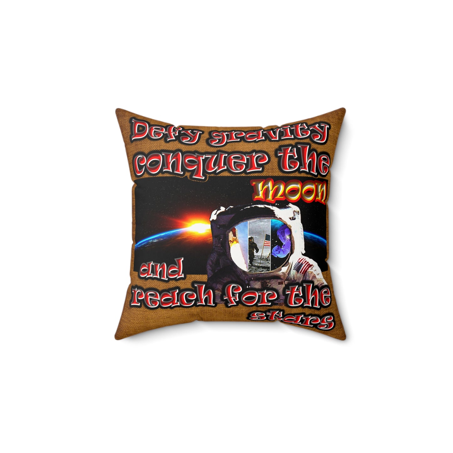 defy conquer reach - Faux Suede Square Pillow - (dichromatic brown papyrus)