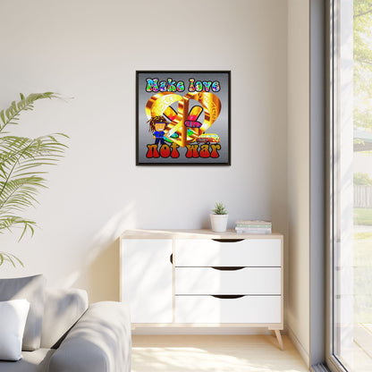 love peace - framed canvas art (brushed nickel)