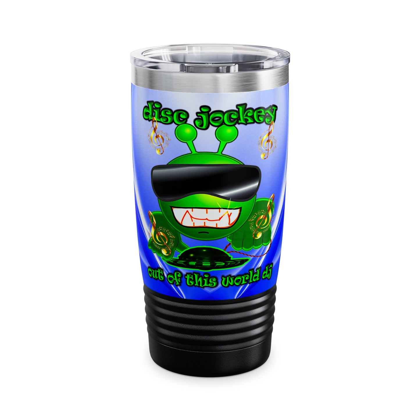 disc jockey - Ringneck Tumbler, 20oz (blue-white wave)
