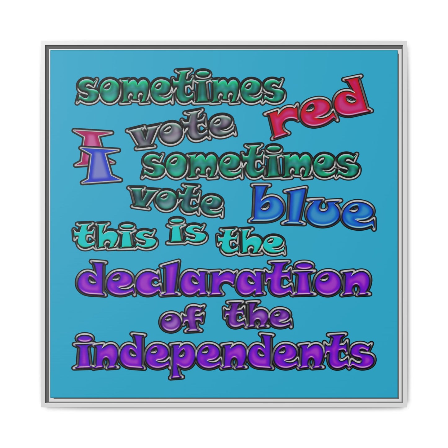 declaration of the independents - framed canvas art (turquoise)