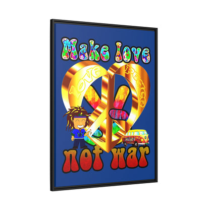 love peace - framed canvas art (dark blue)