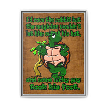 turtle race - framed canvas art (brown papyrus)