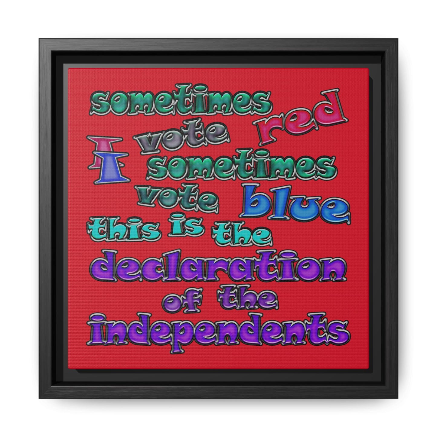 declaration of the independents - framed canvas art (dark red)