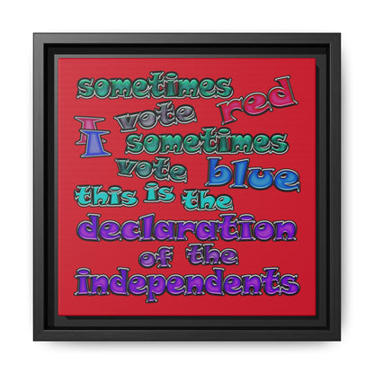 declaration of the independents - framed canvas art (dark red)