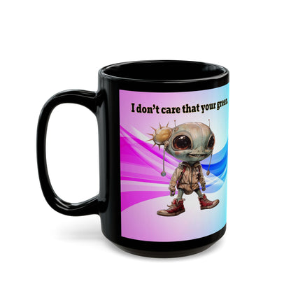 I don't care that your grey - Black Mug (light blue-pink wave)