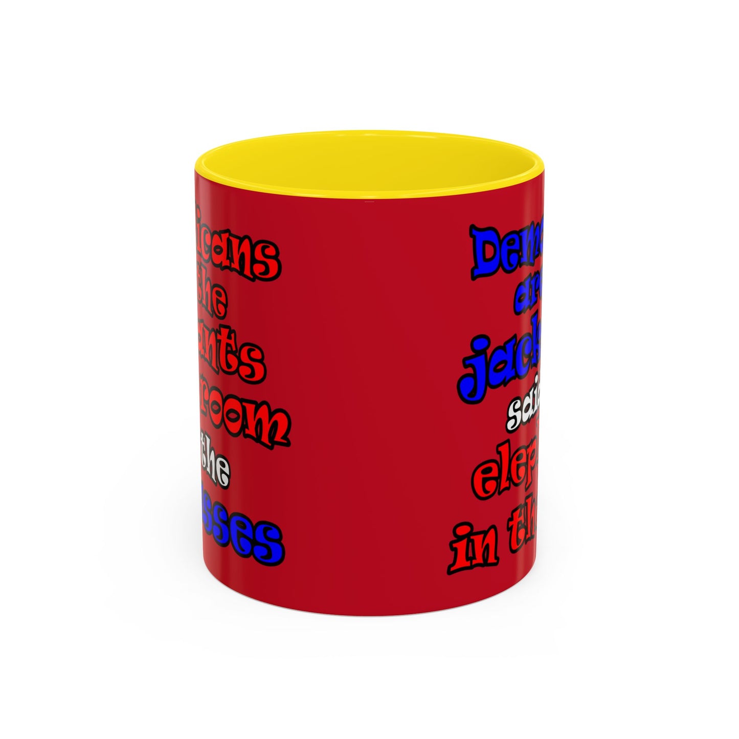 donkeys and elephants - Accent Mug (dark red)
