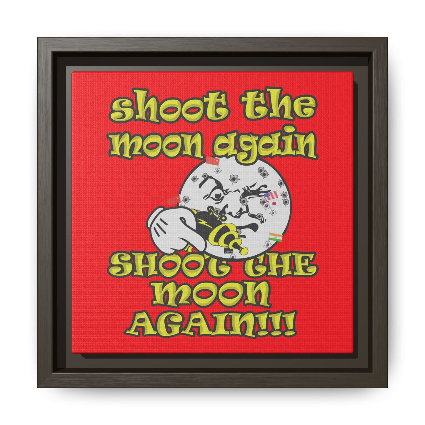 shoot the moon again - framed canvas art (red)