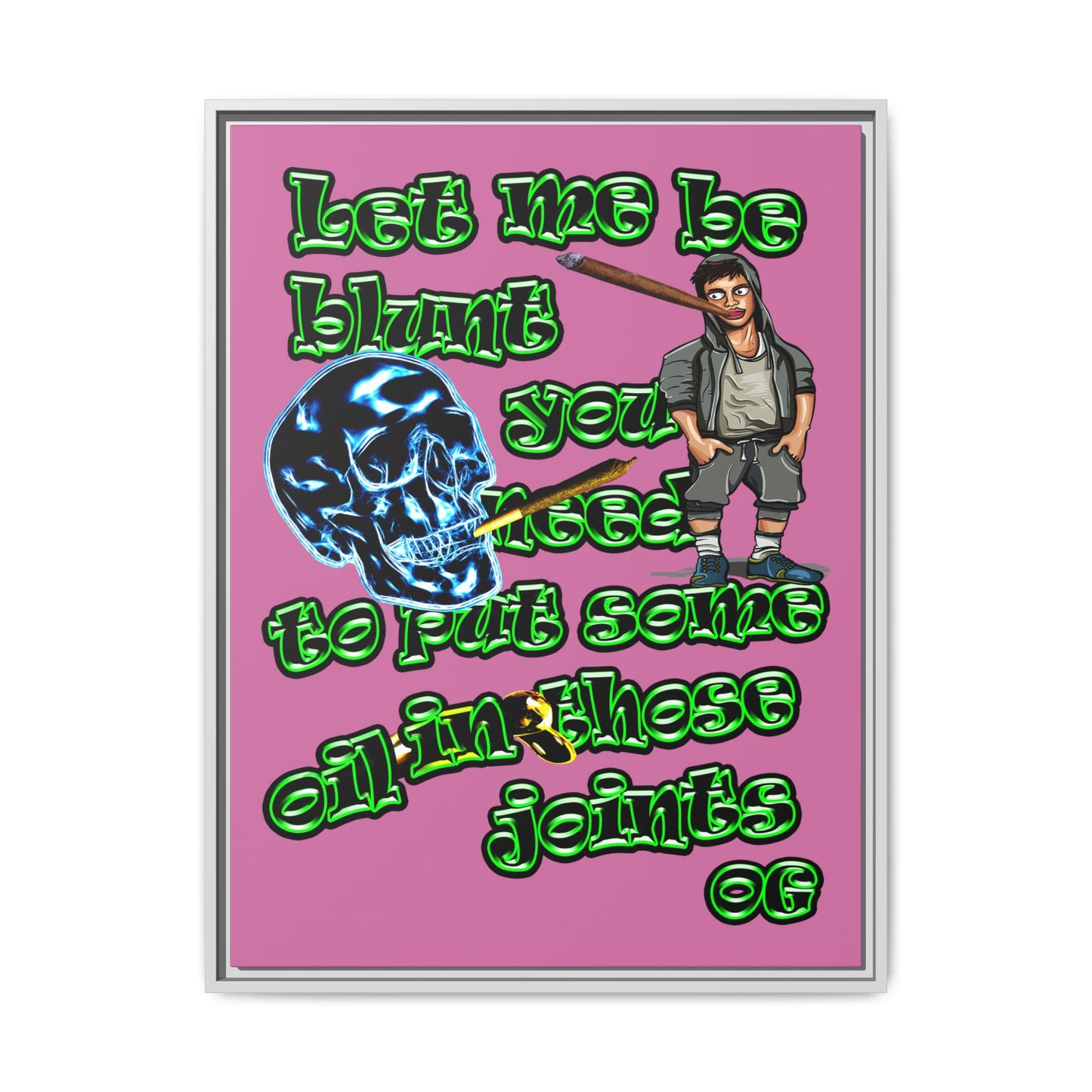 og - framed canvas art (light pink)