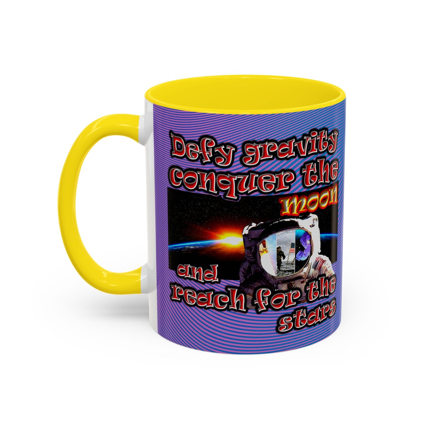 defy conquer reach - Accent Mug (light blue-purple wave)