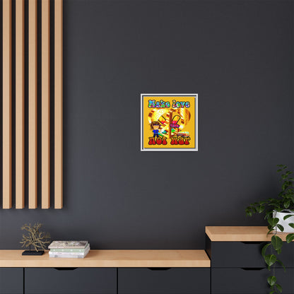 love peace - framed canvas art (yellow)