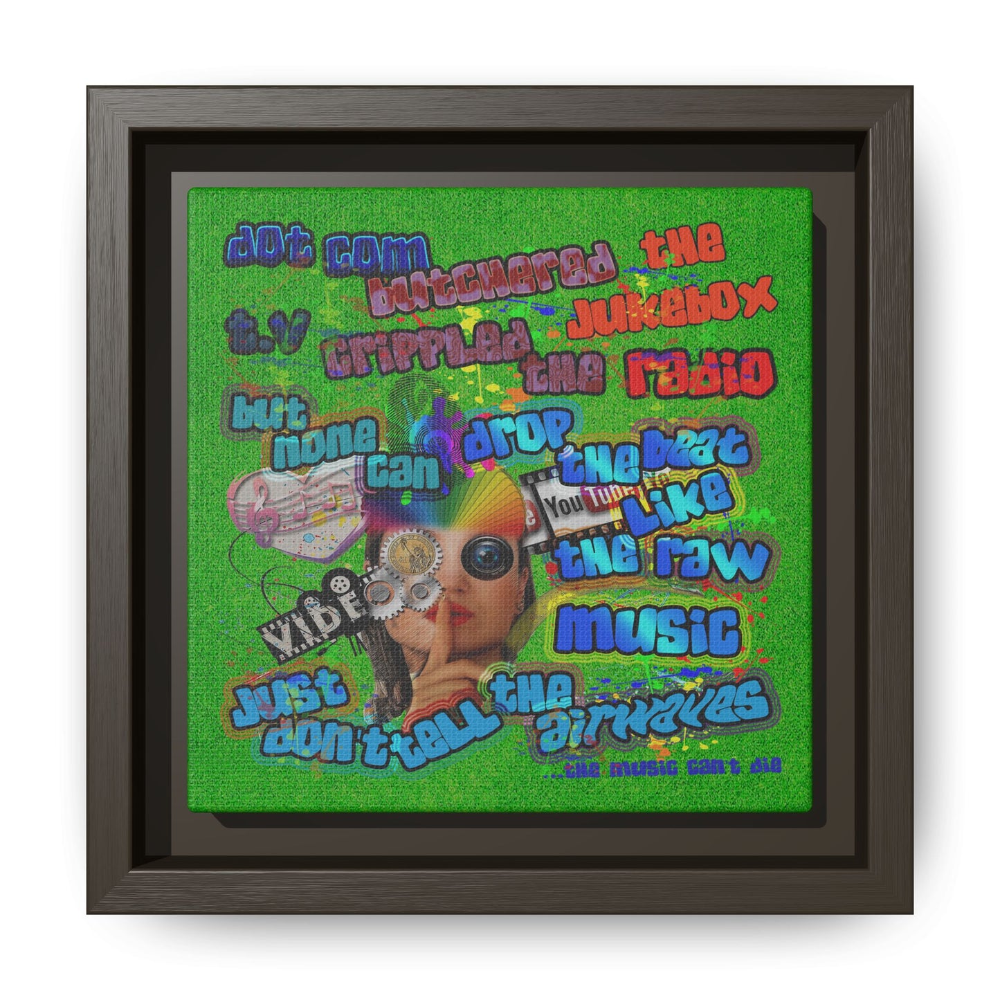 drop the beat - framed canvas art (green turf)