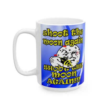 shoot the moon again - White Mug (blue-white wave)