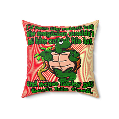 turtle race - Spun Polyester Square Pillow - (yellow-orange wave)