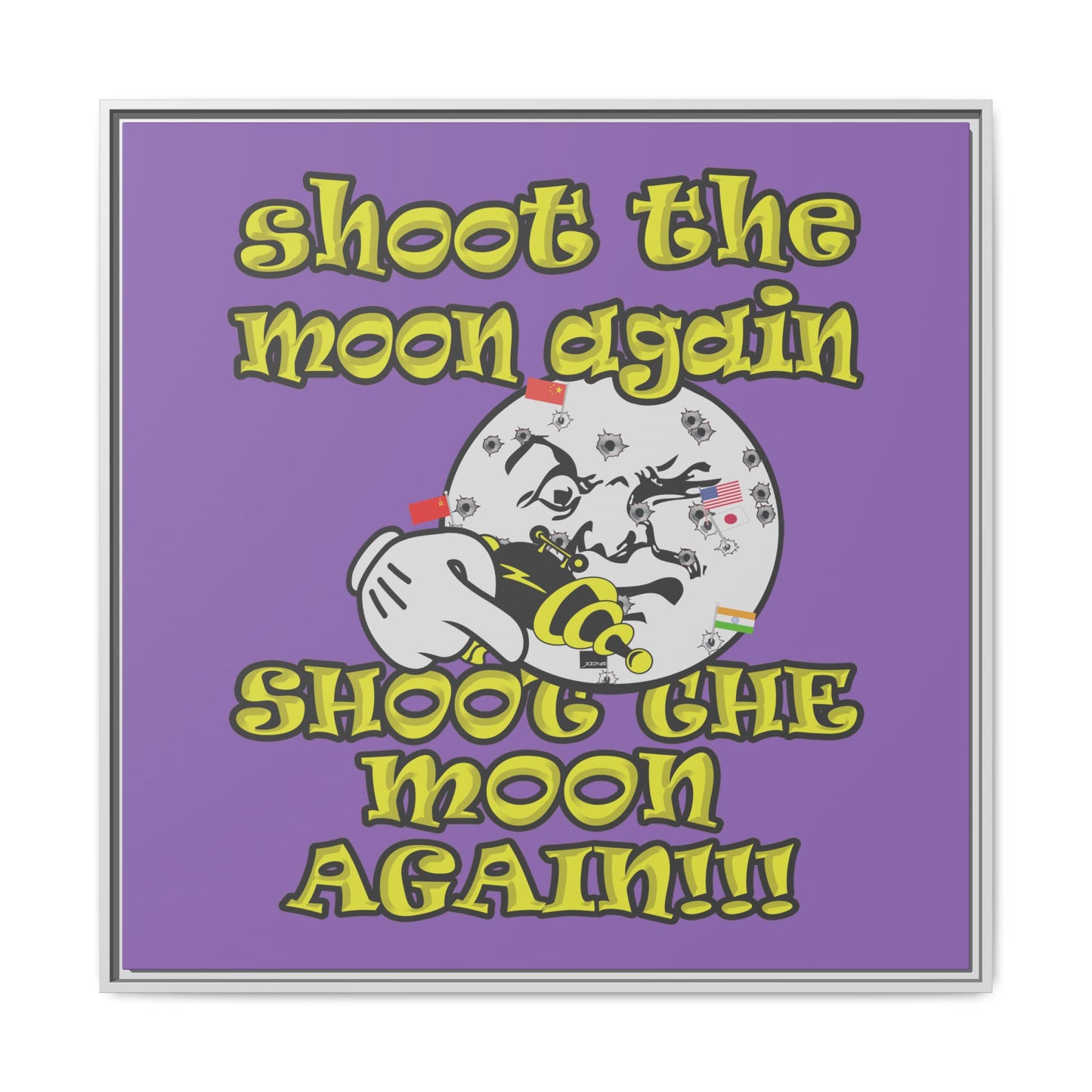 shoot the moon again - framed canvas art (light purple)