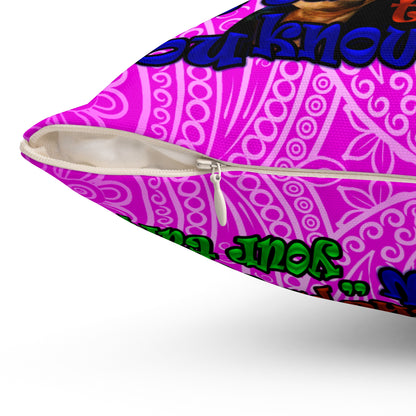 high noon - Spun Polyester Square Pillow - (pink swirl)
