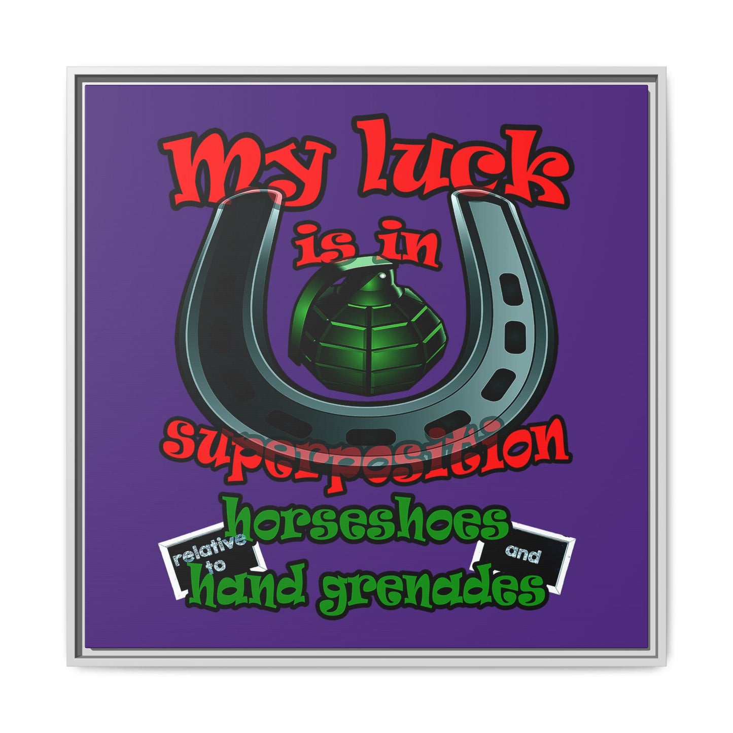 my luck - framed canvas art (purple)
