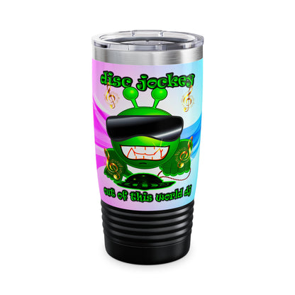 disc jockey - Ringneck Tumbler, 20oz (light blue-pink wave)