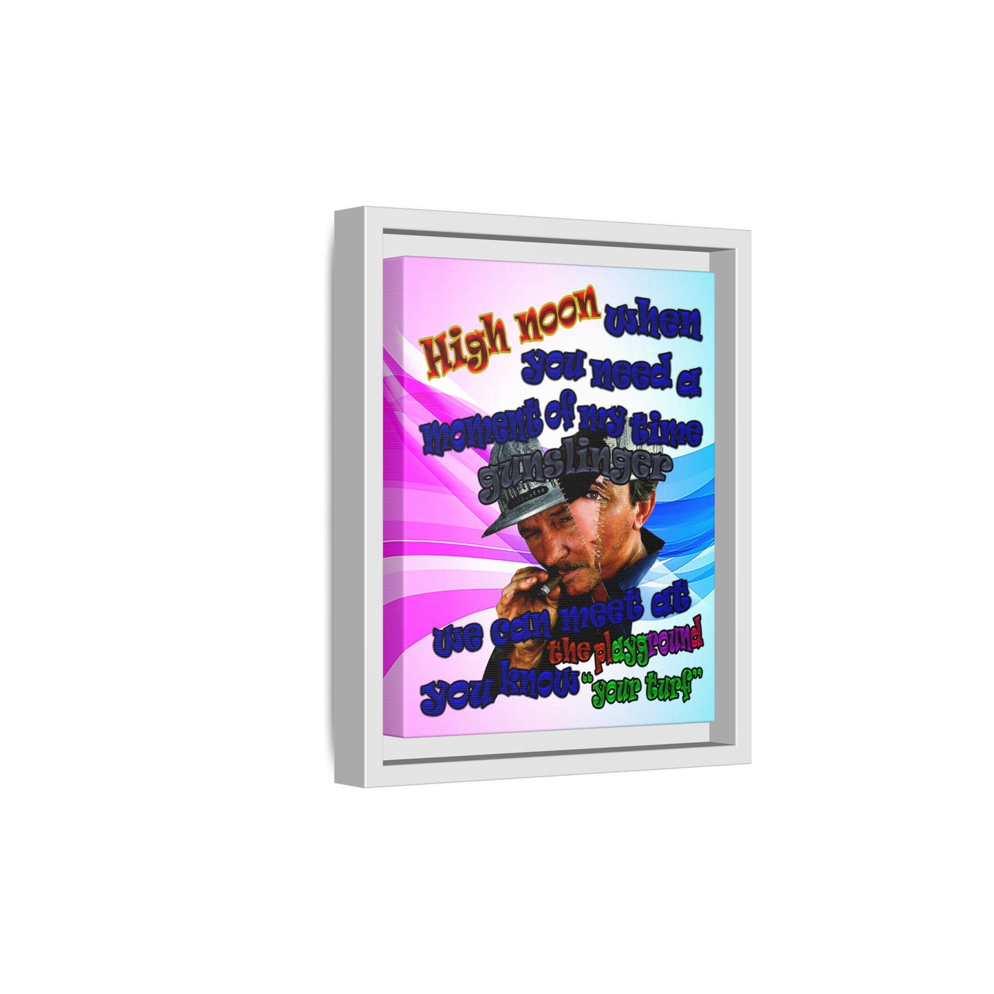 high noon - framed canvas art (light blue-pink wave)