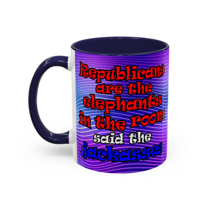donkeys and elephants - Accent Mug (purple wave)