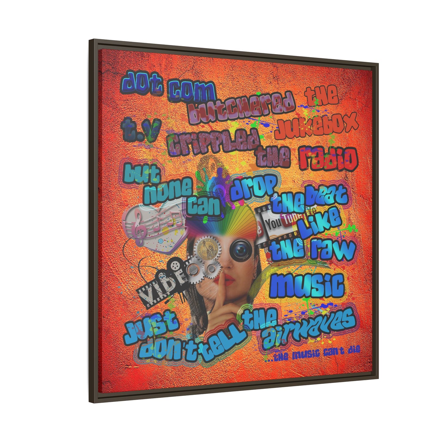 drop the beat - framed canvas art (burnt orange)