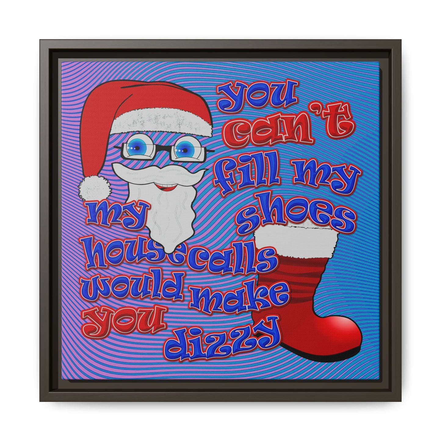 santa's shoes - framed canvas art (light blue-purple wave)