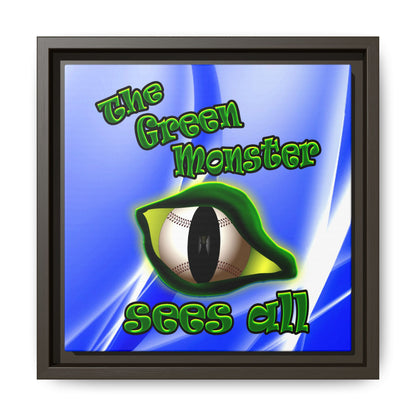 green monster - framed canvas art (blue-white wave)