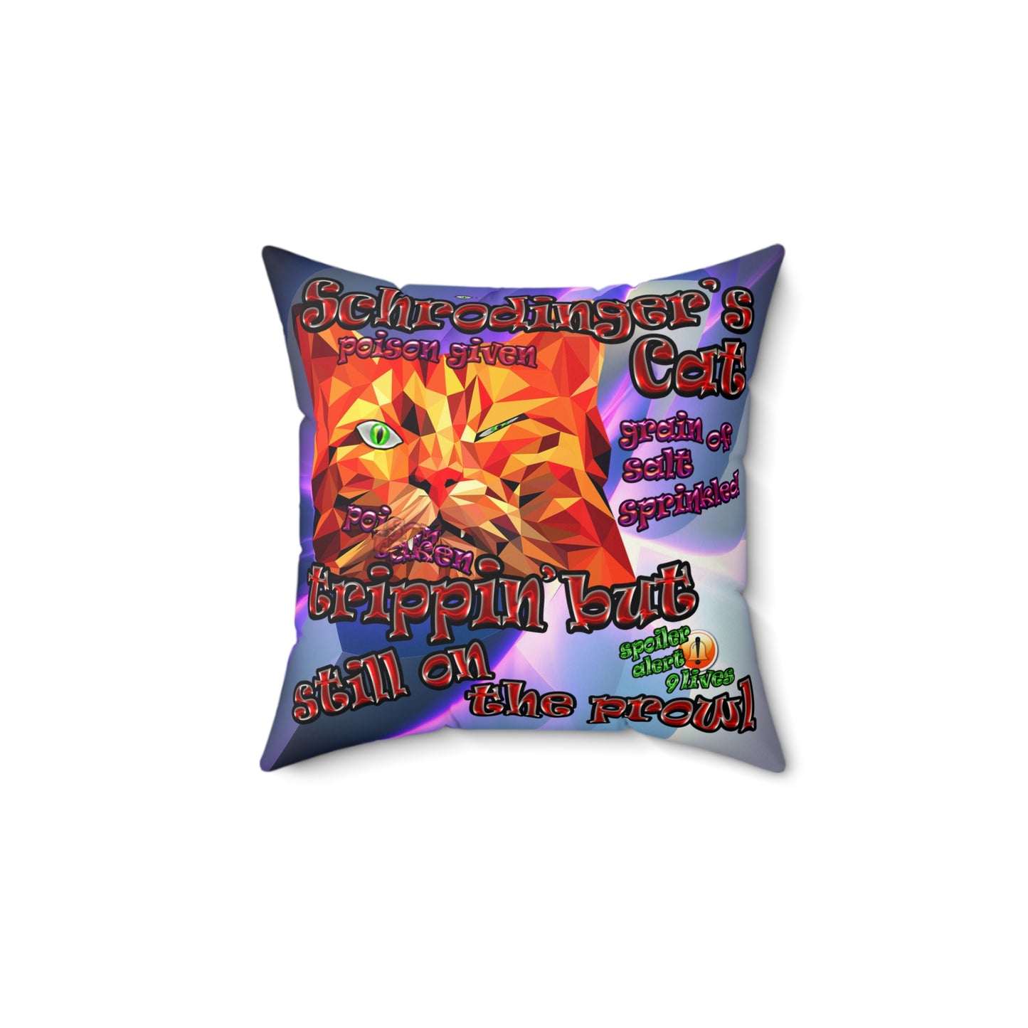schrodinger's cat - Faux Suede Square Pillow - (grey-pink wave)