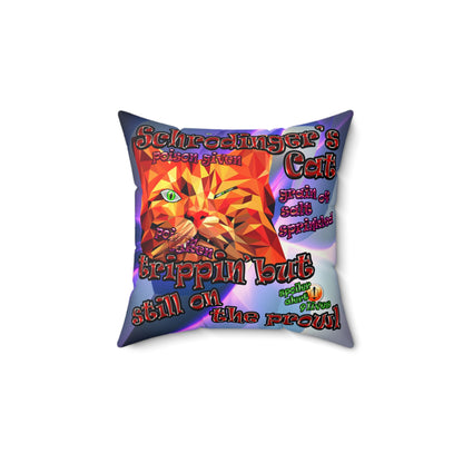 schrodinger's cat - Faux Suede Square Pillow - (grey-pink wave)