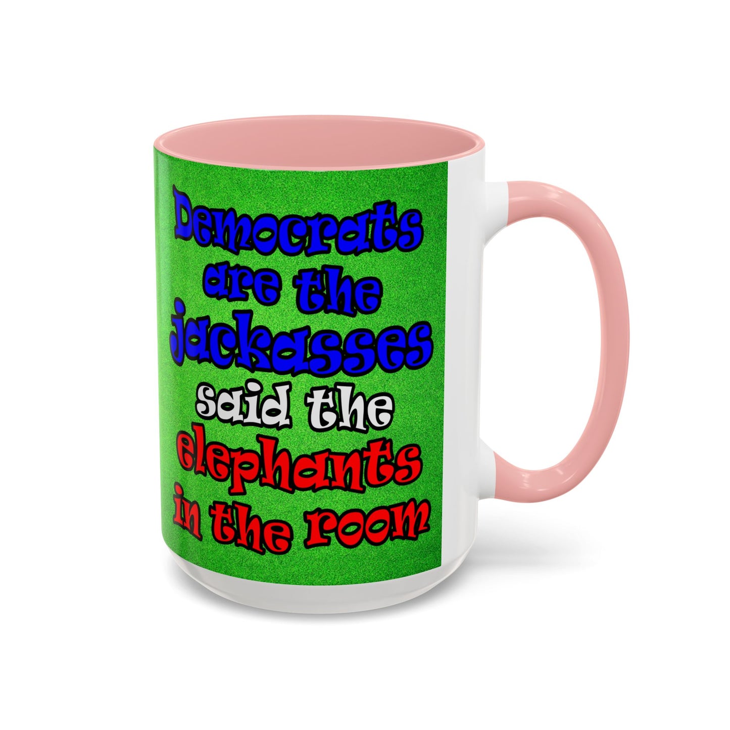 donkeys and elephants - Accent Mug (green turf)
