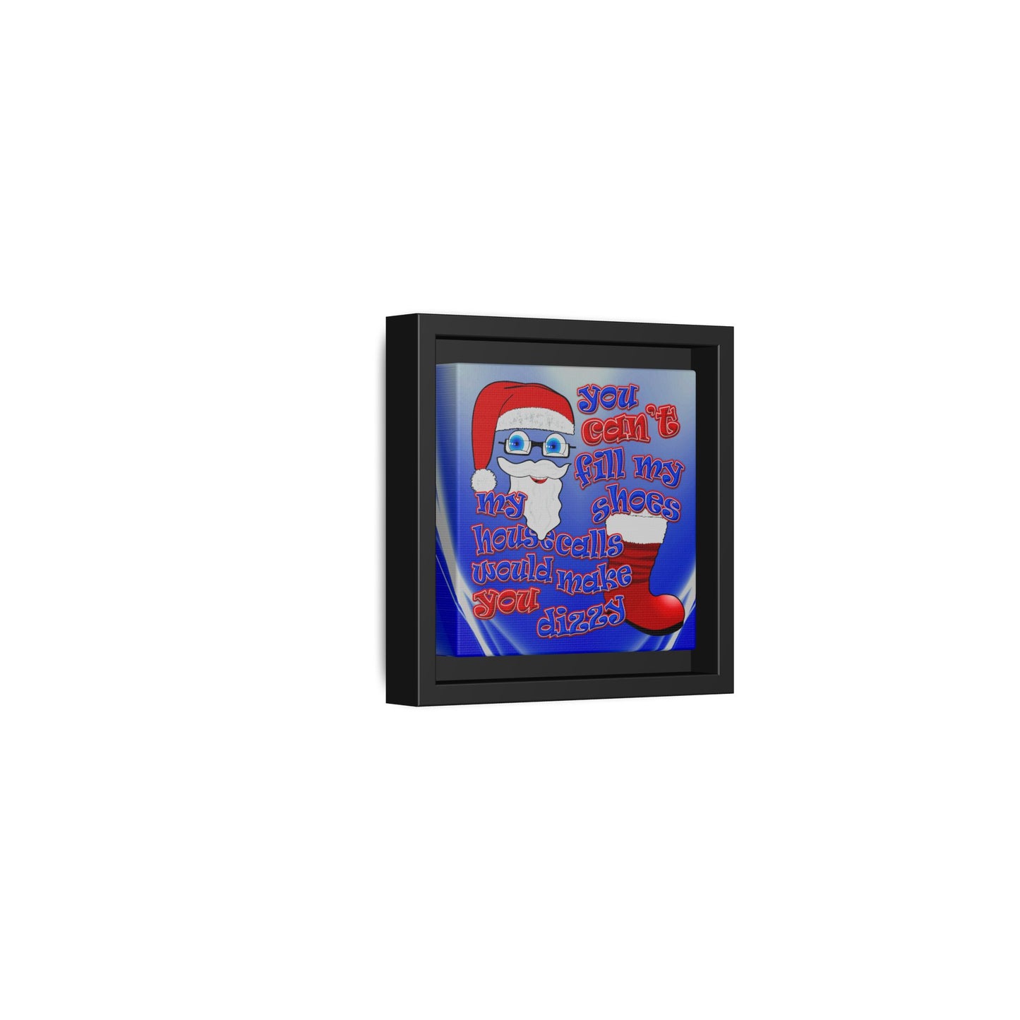 santa's shoes - framed canvas art (blue-white wave)