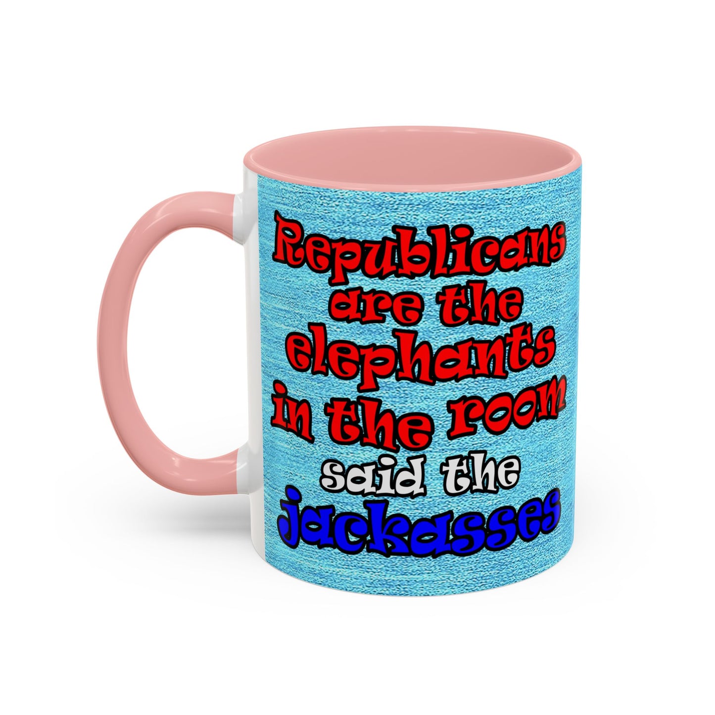 donkeys and elephants - Accent Mug (faded blue)
