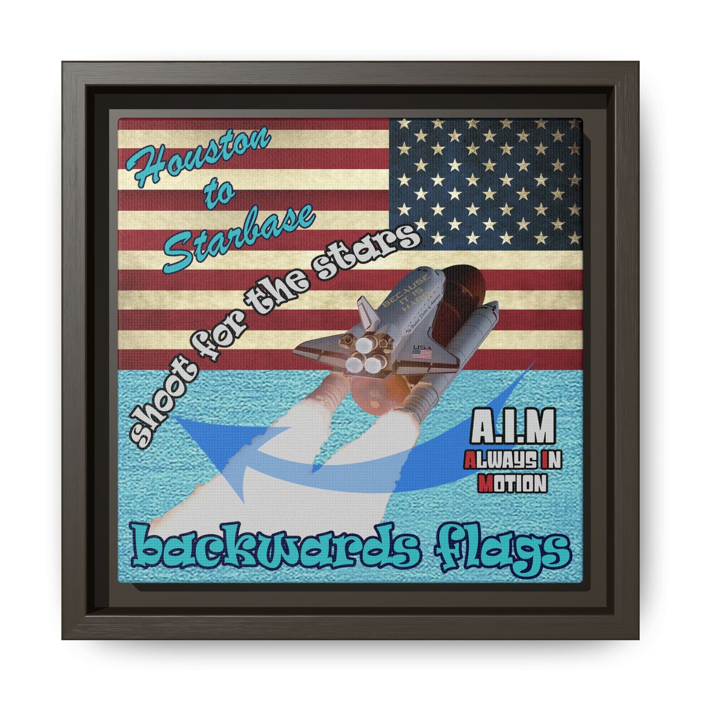 shoot for the stars - framed canvas art (faded blue)