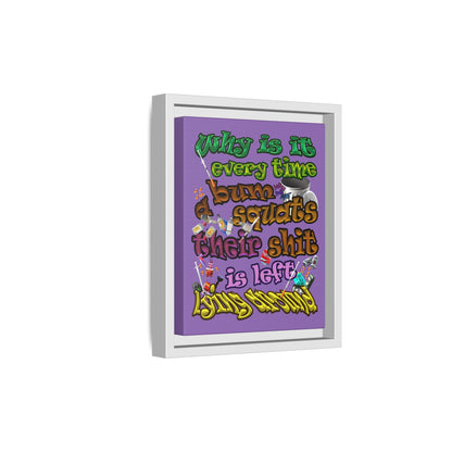 the bum's shit - framed canvas art (light purple)