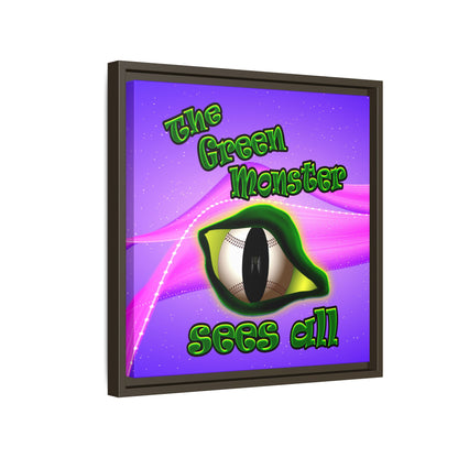 green monster - framed canvas art (purple-pink wave)