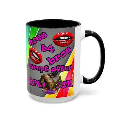 hoes b4 bros - Accent Mug (rainbow split)