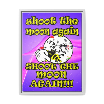 shoot the moon again - framed canvas art (purple-pink wave)