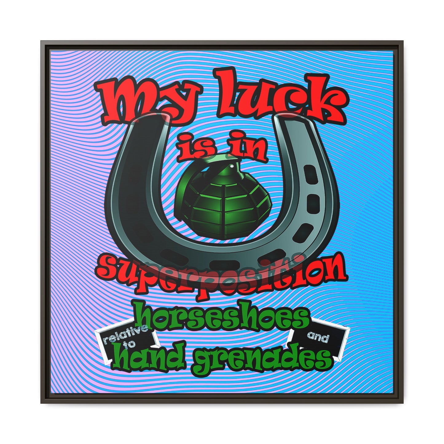 my luck - framed canvas art (light blue-purple wave)