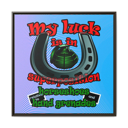 my luck - framed canvas art (light blue-purple wave)