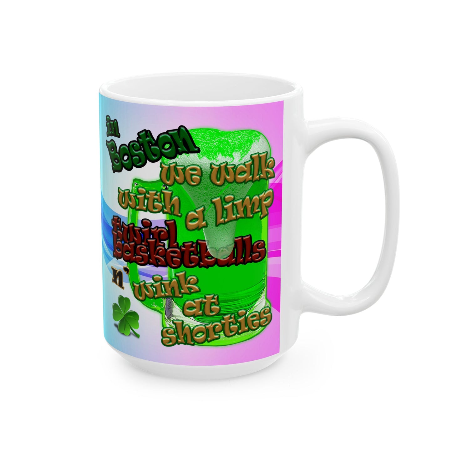 celtics logo - White Mug (light blue-pink wave)