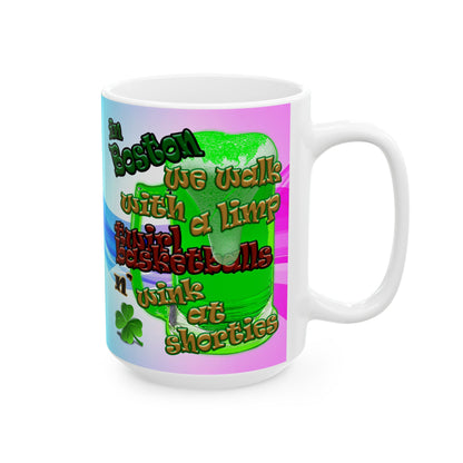 celtics logo - White Mug (light blue-pink wave)