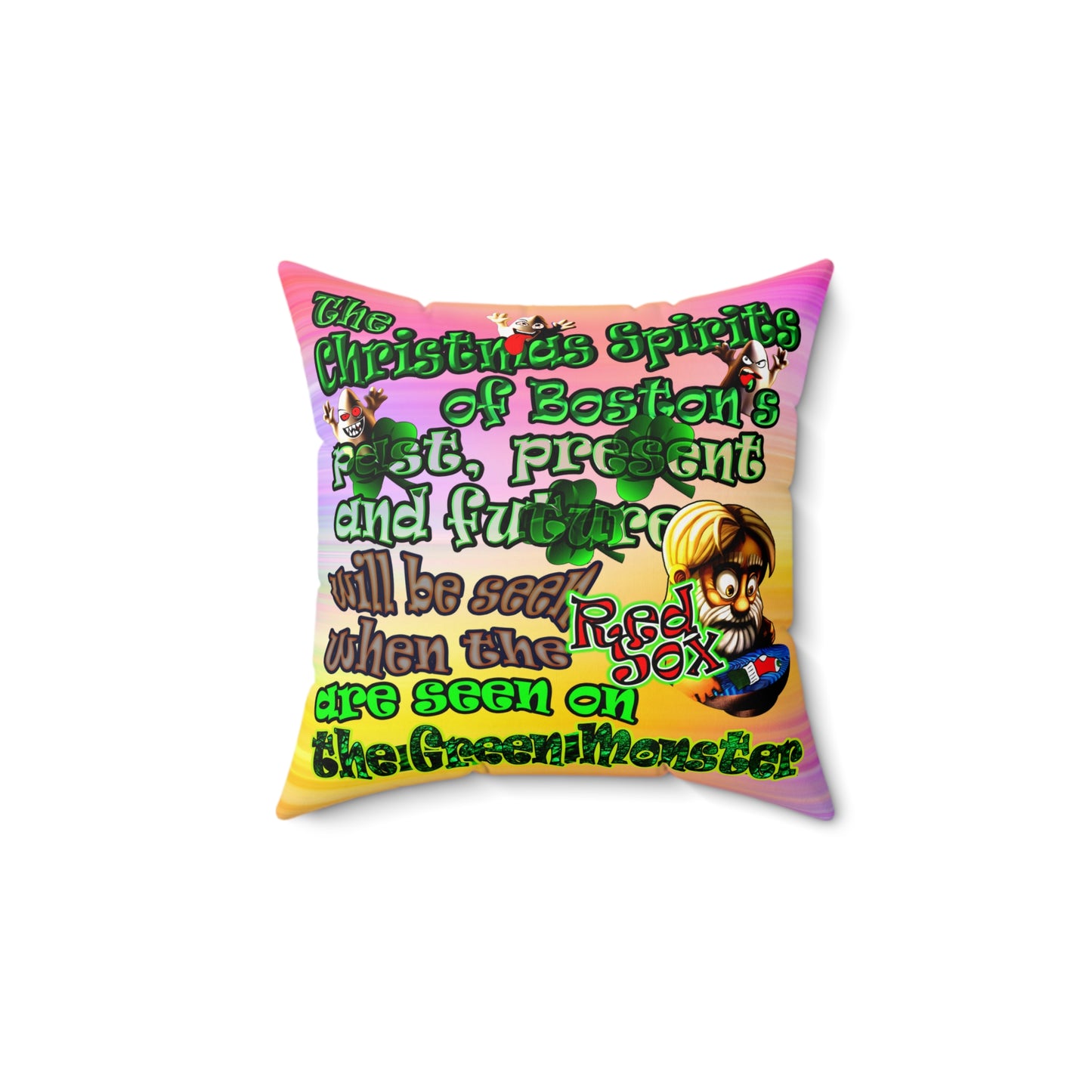 christmas spirits of boston - Spun Polyester Square Pillow - (color blur)