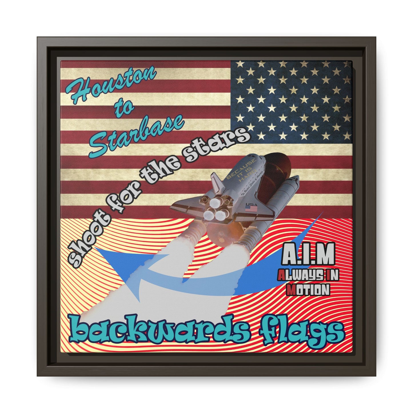 shoot for the stars - framed canvas art (yellow-orange wave)